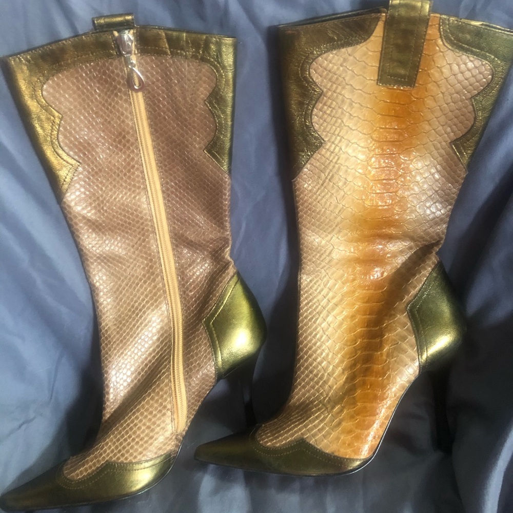 Hyde Jodie leather upper snakeskin boots